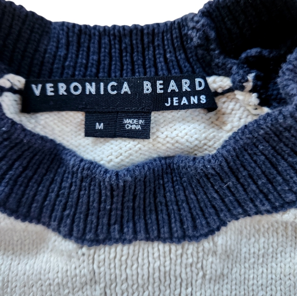 Veronica Beard Navy and Cream Raglan Crewneck Sweater - Picture 6 of 11